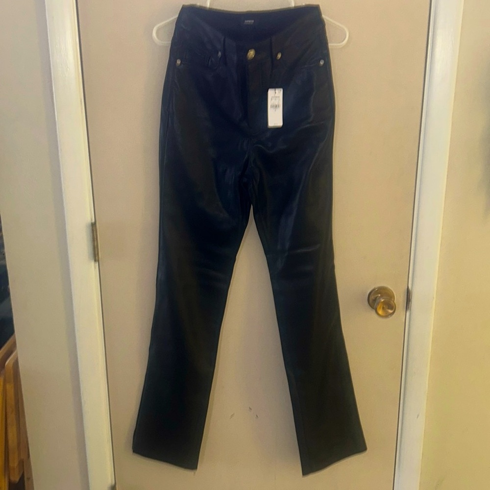Black faux leather pants